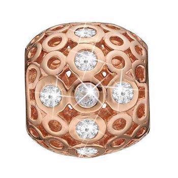 Christina Collect 925 Sterlingsilber Magic rose vergoldeter Ring aus kleinen Kreisen mit weißem Topas, Modell 630-R76